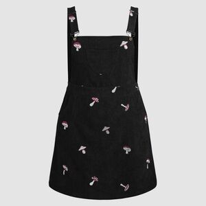 Cider Black Corduroy Mushroom Pinafore Dress